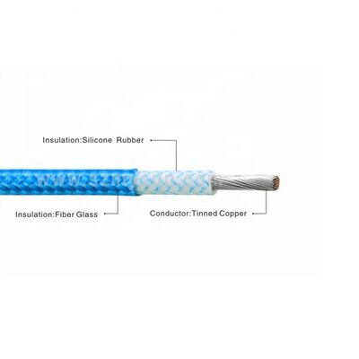 UL3122 300V değerli voltaj ve 200C yüksek sıcaklıklı silikon kauçuk yalıtımı ve konserve bakır iletkenli cam lif örgü tel